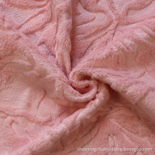 Desain Baru Embossed Double Side Warp Rajut Kain Coral Fleece untuk Penutup Sofa Mantel